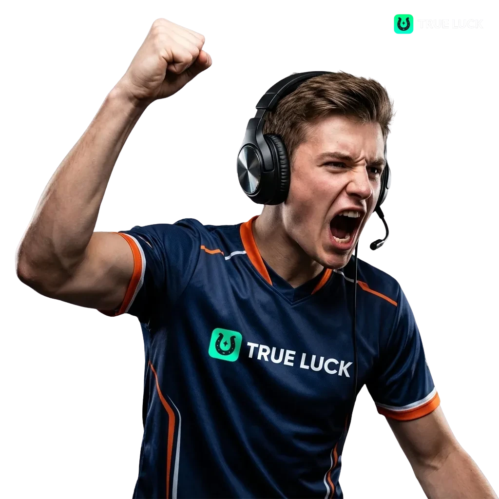 Promotionele TrueLuck esports wedden banner met welkomstbonus, hoge odds en live toernooien wereldwijd.