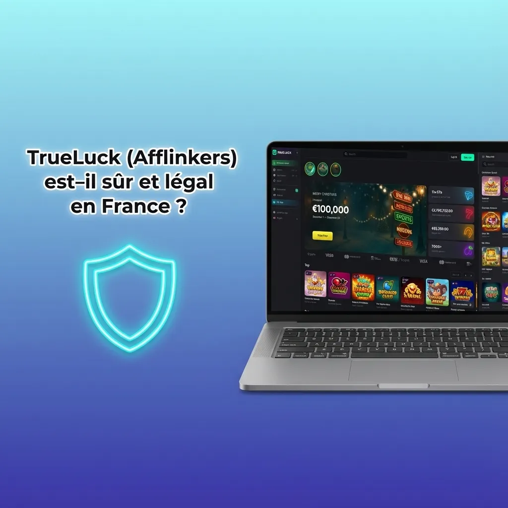 Capture d’écran de la page TrueLuck expliquant sa licence, la confidentialité et les outils de jeu responsable en France