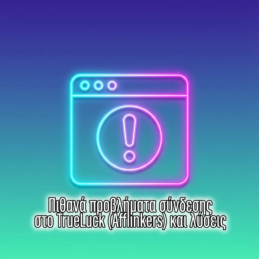 Πίνακας με πιθανά προβλήματα σύνδεσης στο TrueLuck (Afflinkers) και προτεινόμενες λύσεις σε ελληνικά.