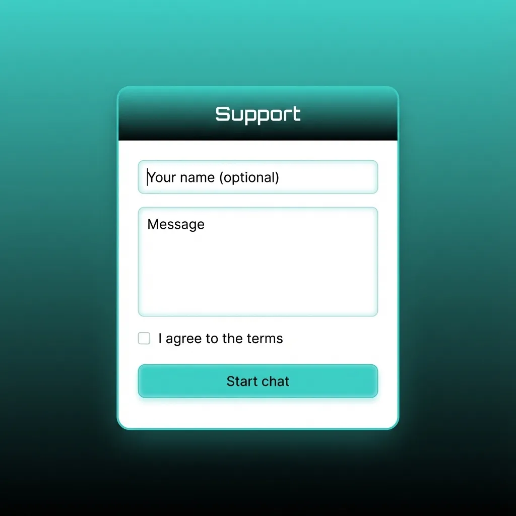 Εικονίδιο υπολογιστή με επιλογές υποστήριξης: live chat, email, τηλέφωνο και social media για χρήστες Trueluck.