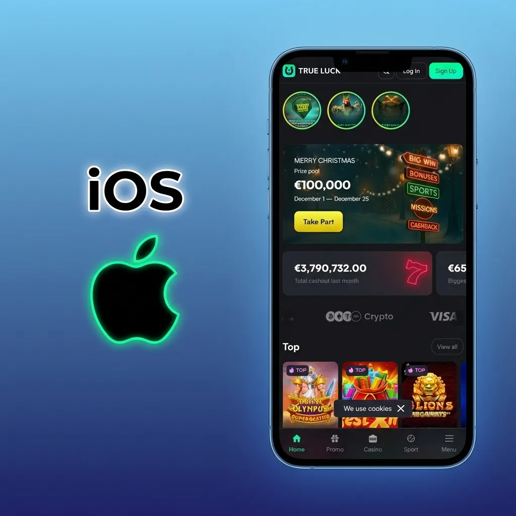 iPhone displaying TrueLuck mobile site with “Add to Home Screen” shortcut instructions for Irish iOS users