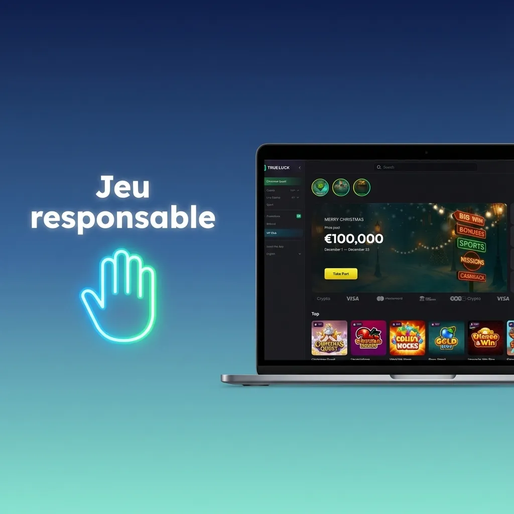Illustration “jeu responsable” montrant un joueur en ligne serein utilisant des outils de limites pour garder le contrôle