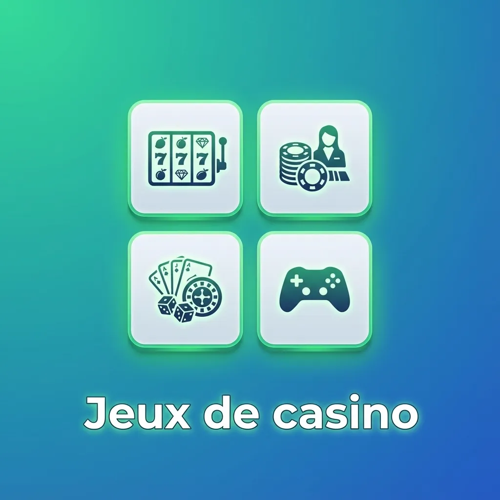 Interface de casino en ligne français avec machines à sous, roulette, blackjack, jackpots progressifs et tables en direct