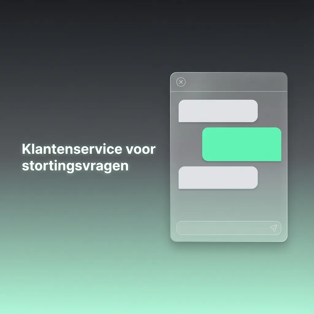 Illustratie van klantenservice: livechat, e-mail en FAQ-opties voor hulp bij stortings- en betaalproblemen