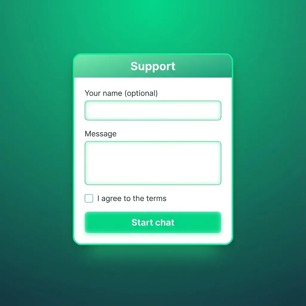 Illustration zu Kontakt und Kundensupport mit Symbolen für Chat, E-Mail und FAQ in deutscher Benutzeroberfläche