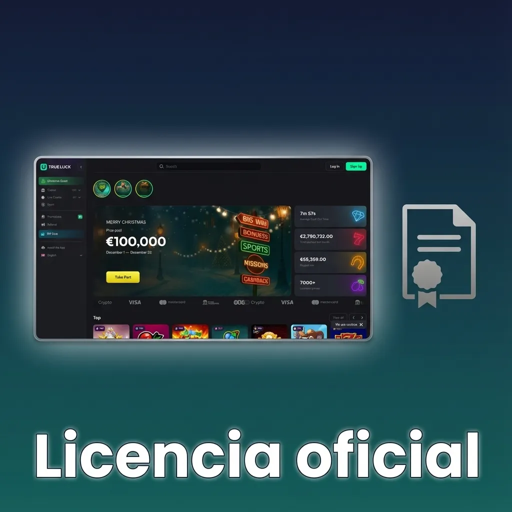 Sello de licencia de juego de Curaçao eGaming para TrueLuck (Afflinkers), destacando seguridad y regulación online