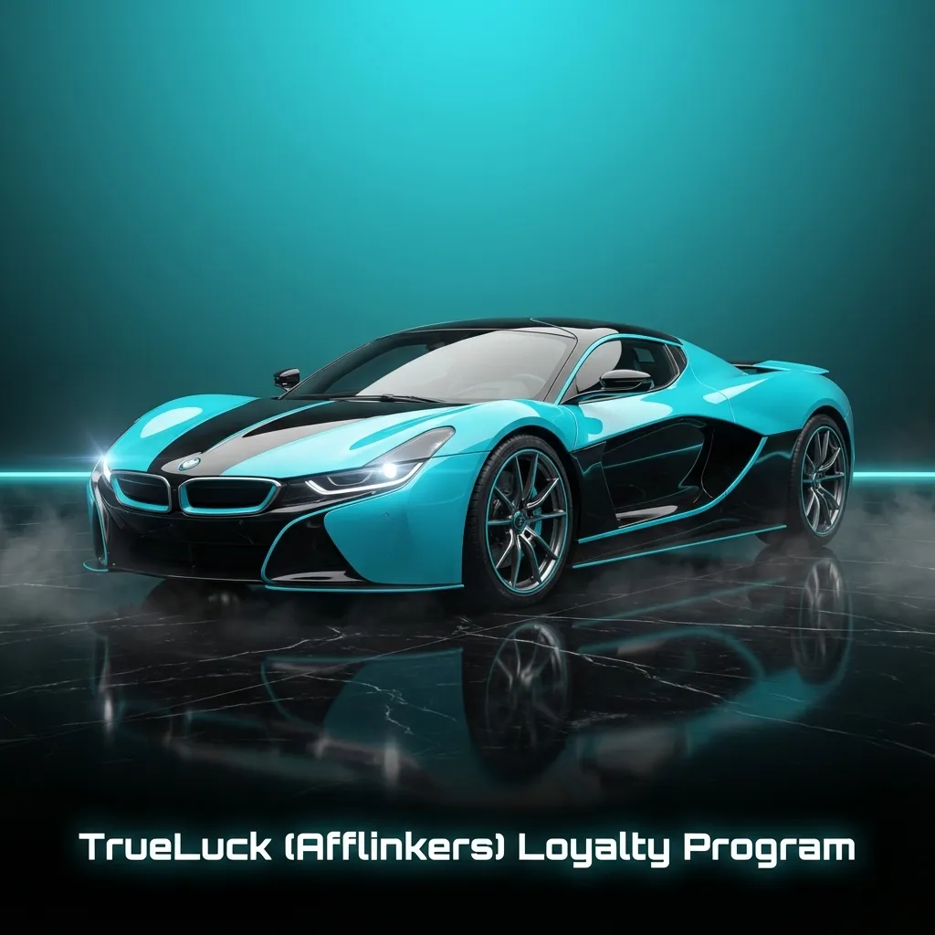 TrueLuck (Afflinkers) Loyalty Program page showing tiers, points progress bars, and casino and sports betting icons