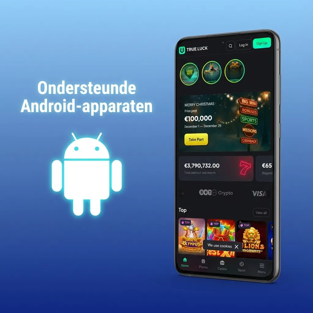Lijst met ondersteunde Android-smartphones voor de TrueLuck web-app, waaronder Samsung, Google Pixel, OnePlus en Xiaomi modellen.