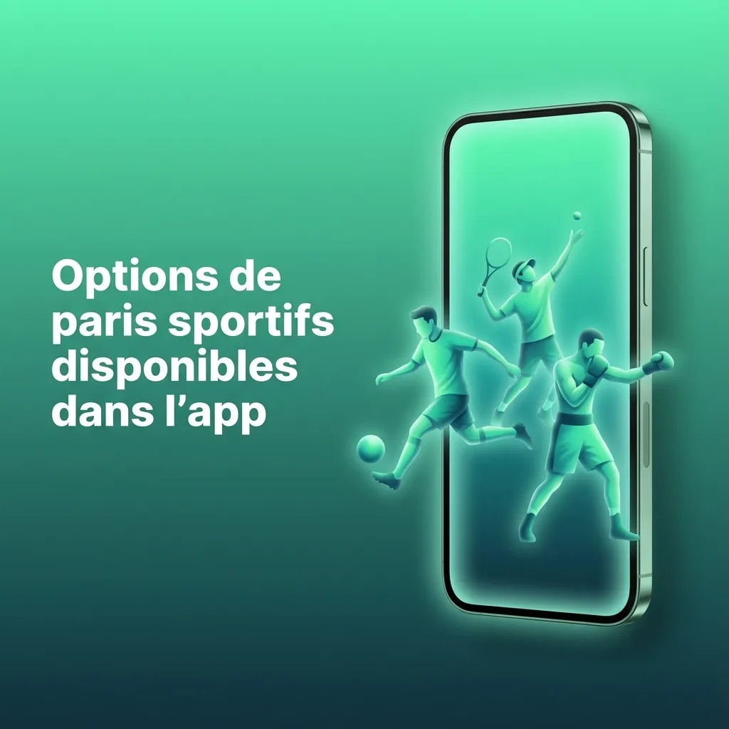 Écran d’app mobile montrant des options de paris sportifs variés : foot, tennis, basket, rugby, e-sport et plus.