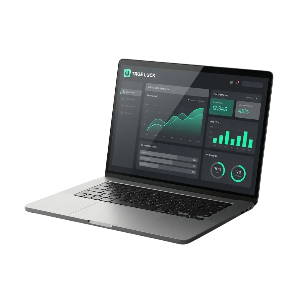 Grafik zum TrueLuck (Afflinkers) Partnerprogramm für iGaming-Affiliates mit Fokus auf planbare, nachhaltige Provisionen