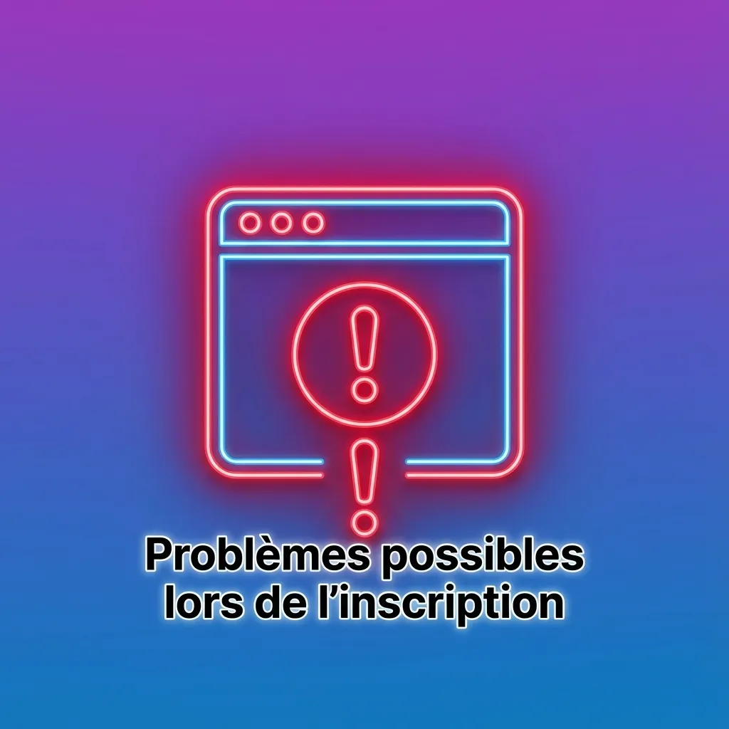 Illustration d’un utilisateur bloqué à l’inscription en ligne, avec messages d’erreur et options pour contacter le support