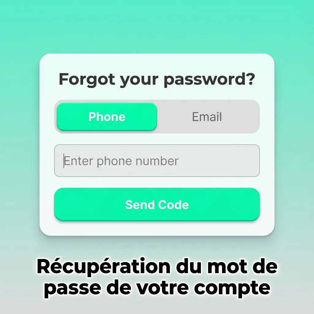 Illustration d’un écran « Mot de passe oublié » avec étapes pour réinitialiser l’accès à un compte en ligne
