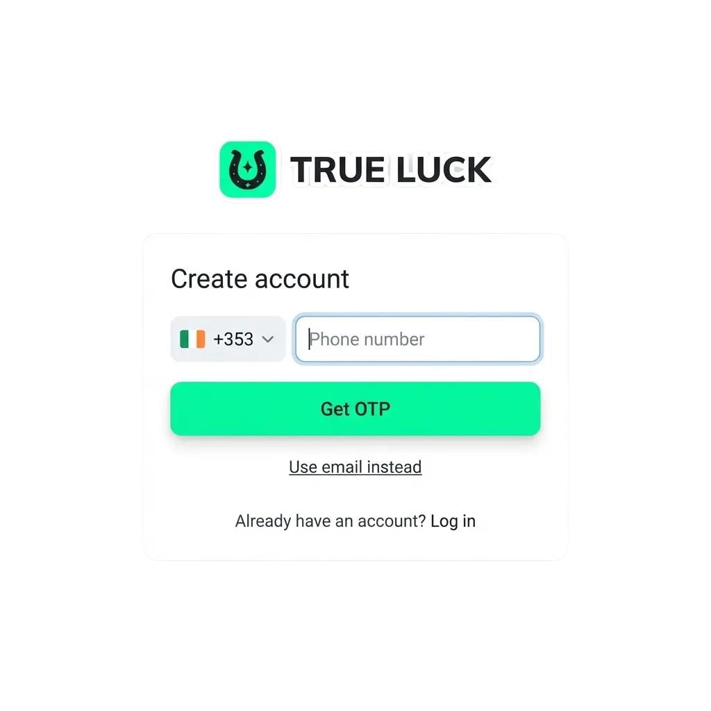 TrueLuck (Afflinkers) registration and login screens on desktop and mobile, highlighting secure verification and welcome bonuses