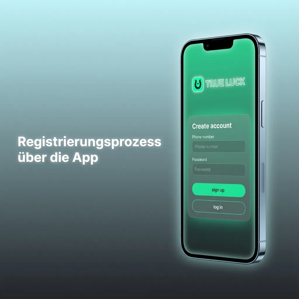 Smartphone-App zeigt Registrierungsbildschirm mit Formularfeldern für E-Mail, Passwort und persönliche Daten