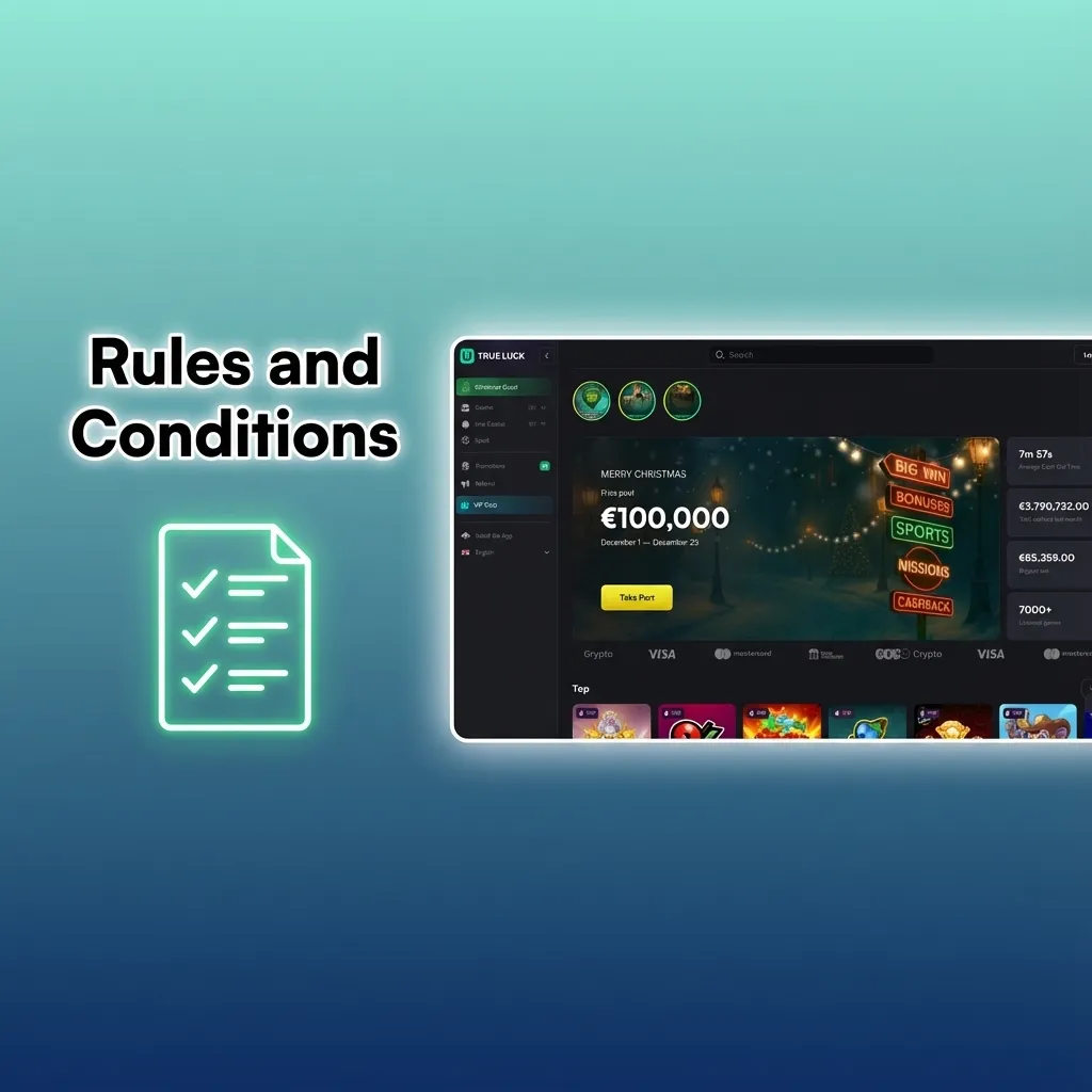 TrueLuck betting site rules summary page showing age limit, account, bonus and fair-play conditions for Irish players