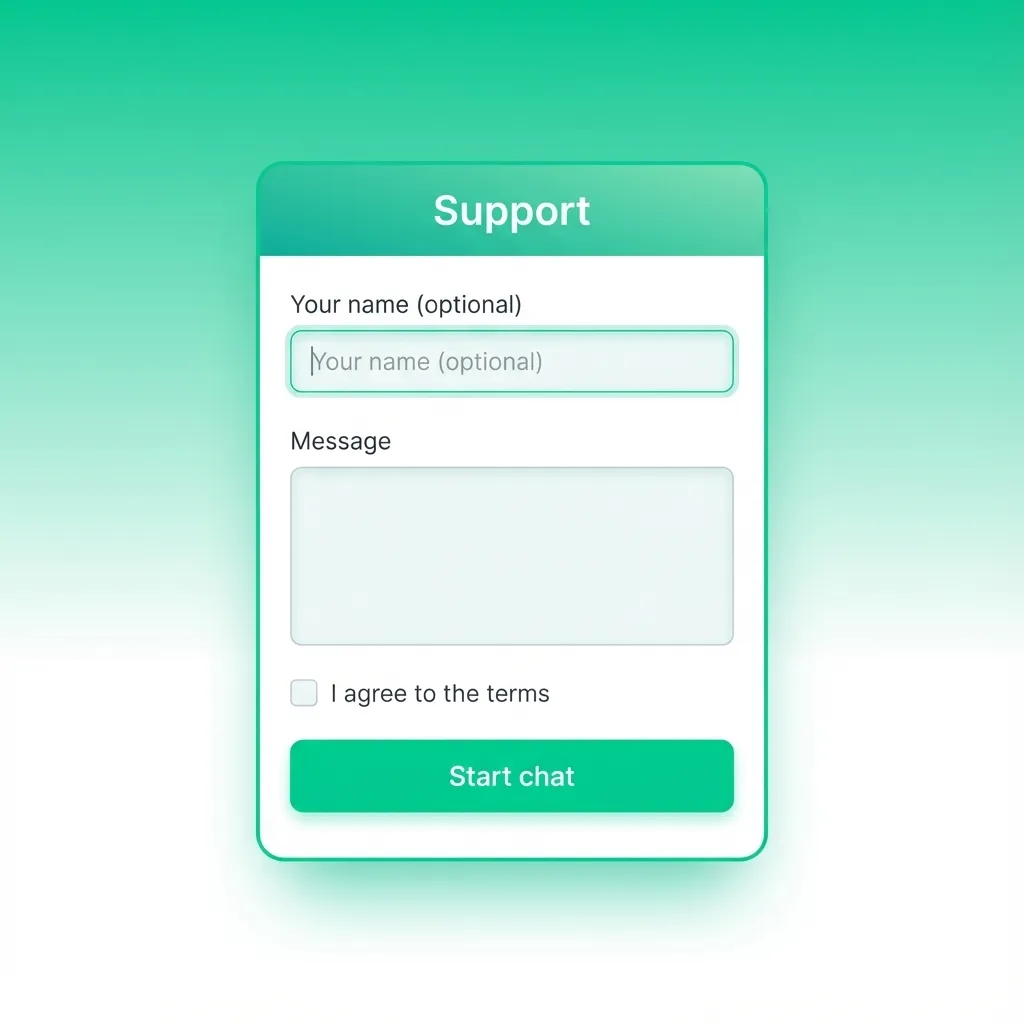 Pantalla de ordenador mostrando opciones de soporte: email, chat en vivo, teléfono y redes sociales para usuarios de escritorio