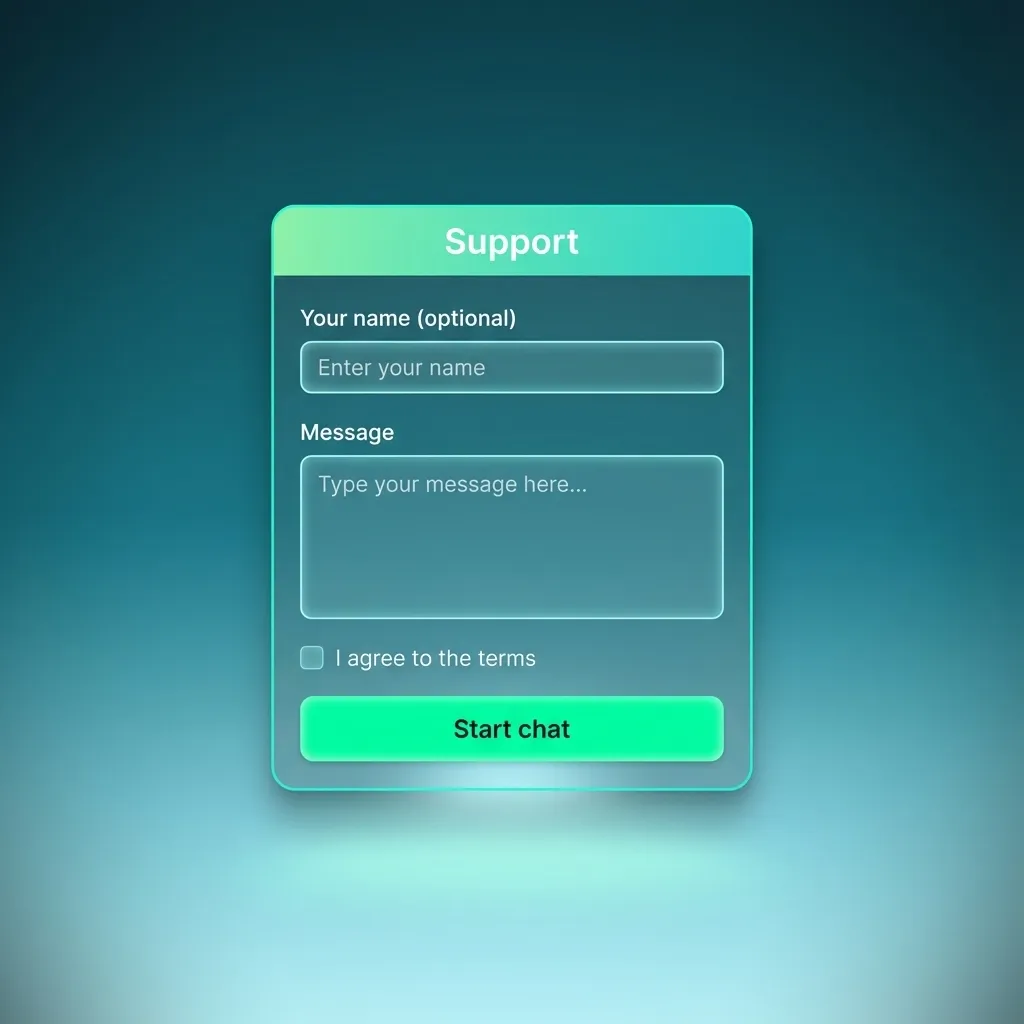Support options table for desktop users showing live chat, email, phone, and social media contact details.