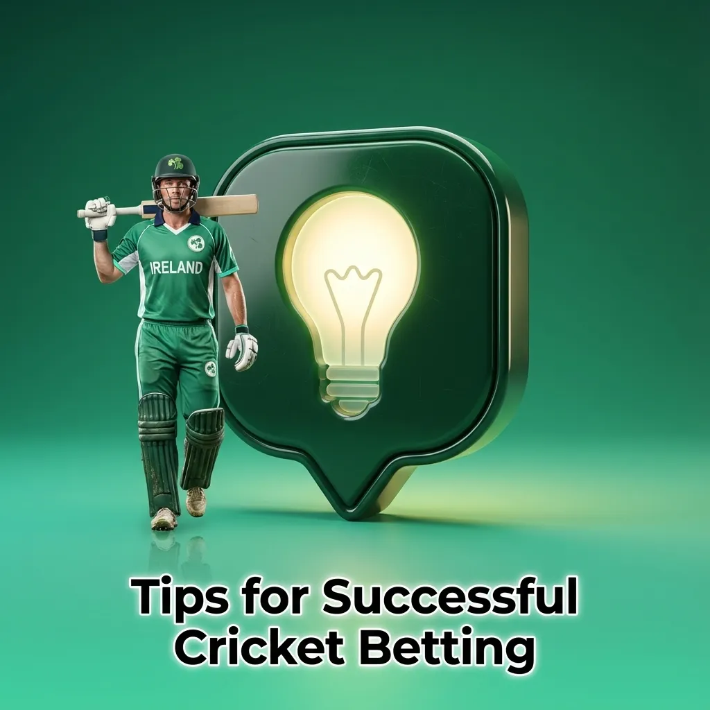 Infographic on cricket betting tips with icons for analysis, pitch and weather, bankroll management, and live odds tools