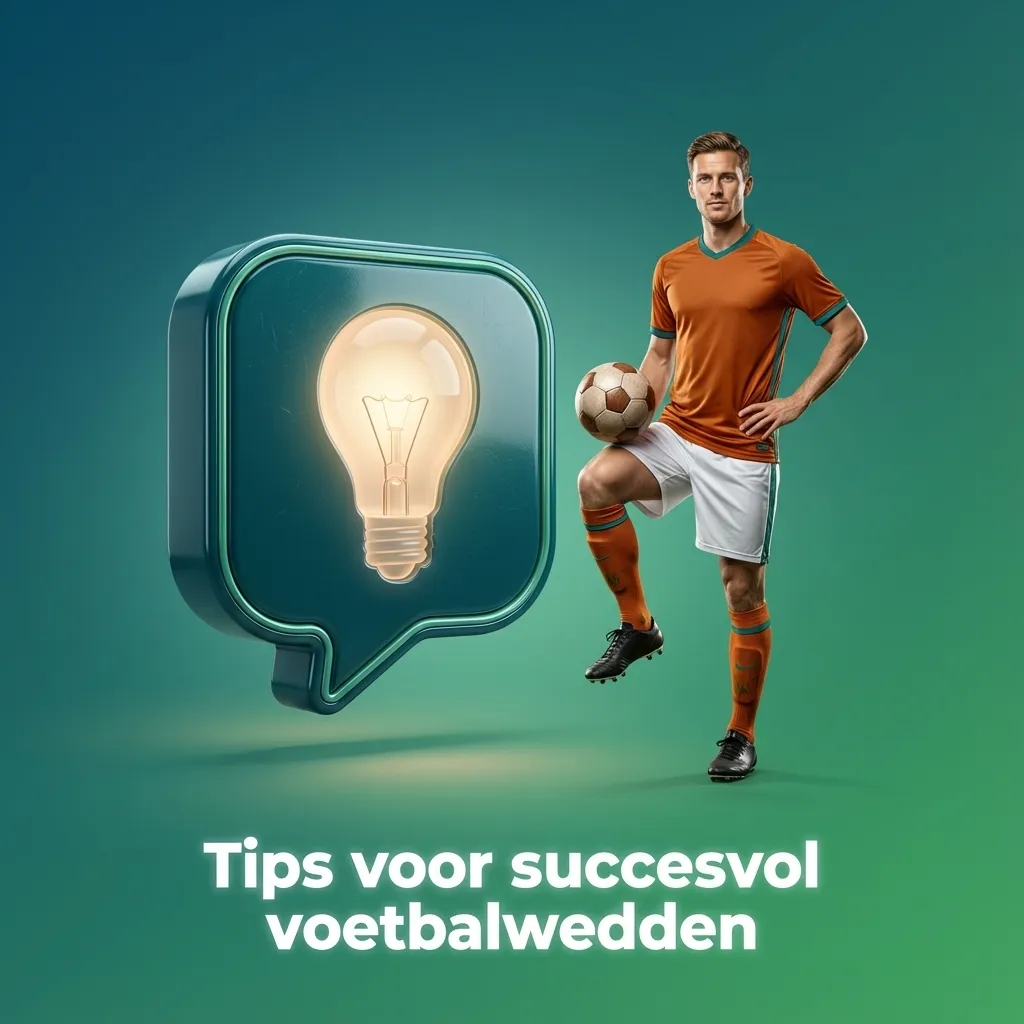 Illustratie van voetbalweddenschap: stadion, bal, statistiekengrafieken en checklist met tips voor verantwoord wedden