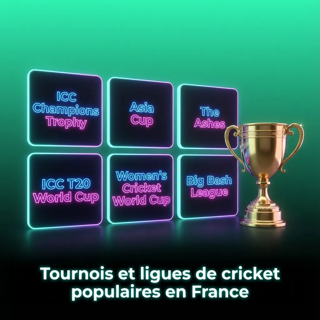 Infographie en français sur les principaux tournois et ligues de cricket pour les paris en ligne en France