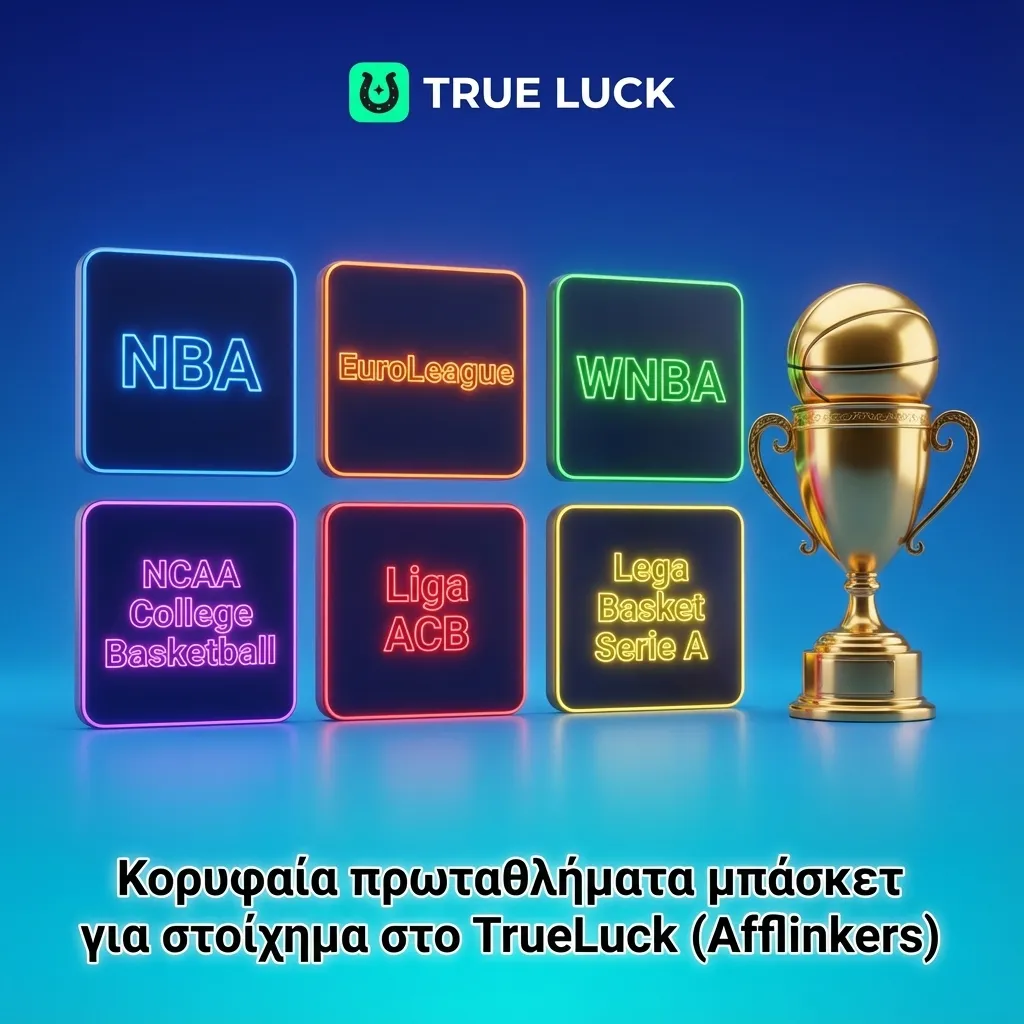 Γήπεδο μπάσκετ με πίνακα αποδόσεων, λογότυπα EuroLeague, NBA, FIBA και ελληνική λίγκα για online στοίχημα