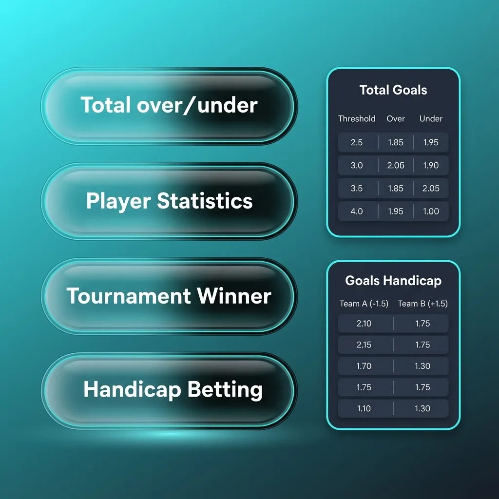 Infographic titled "Types of Bets" explaining Single, Express (Accumulator), and System bet structures on TrueLuck.