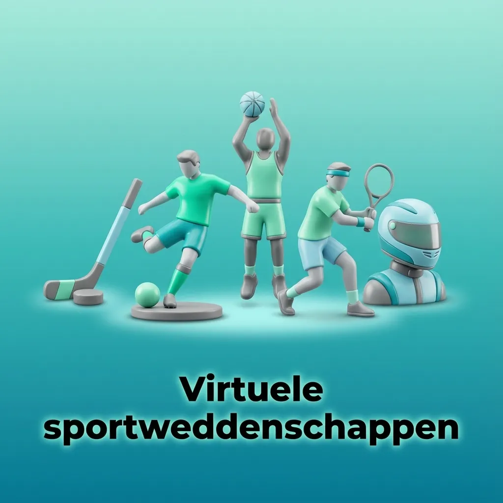 Illustratie van virtuele sportweddenschappen met computergegenereerd voetbal, paarden-, hondenraces en tennis op een scherm