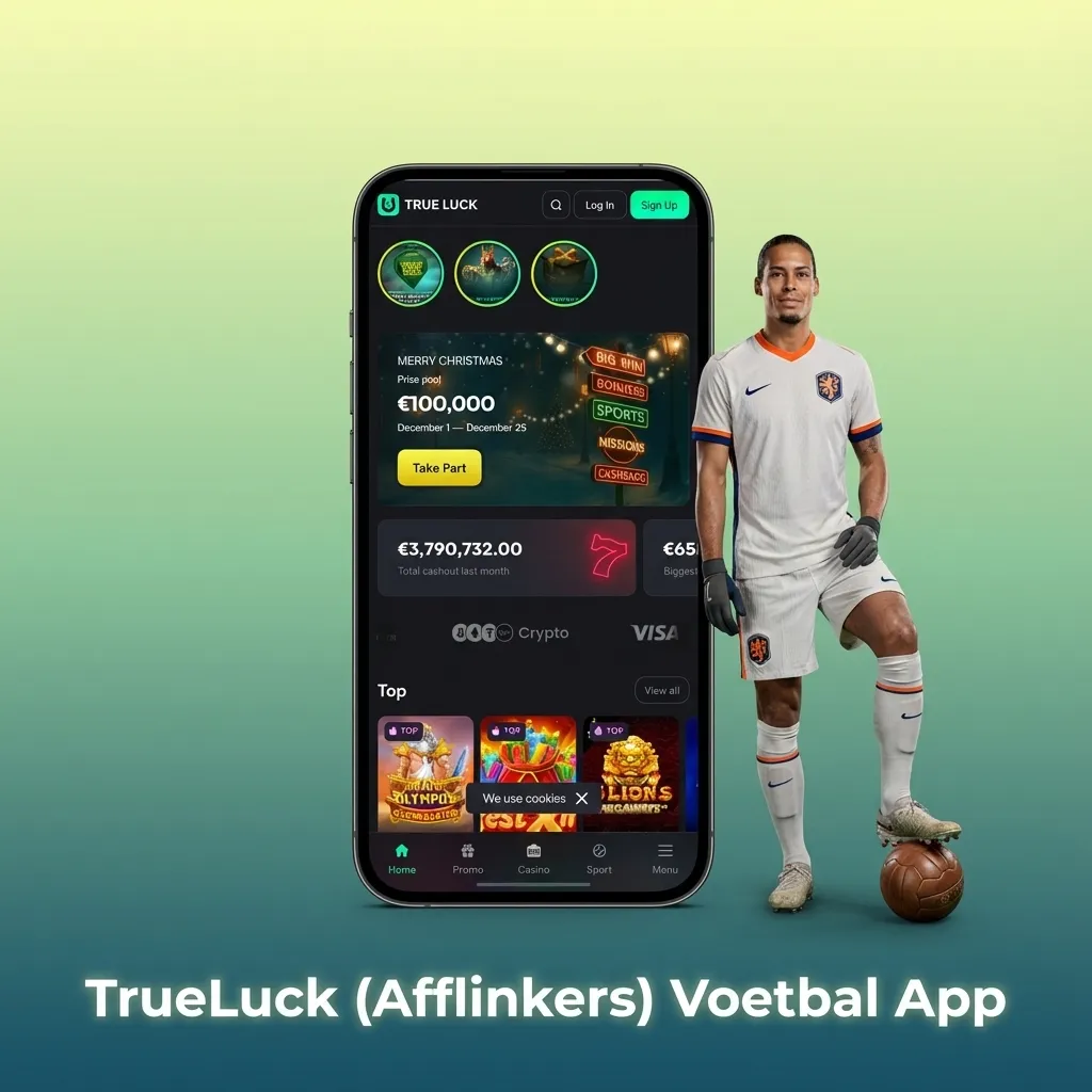 Telefoons met TrueLuck voetbal wed-app tonen live scores, quoteringen en inzetopties voor Nederlandse voetballiefhebbers