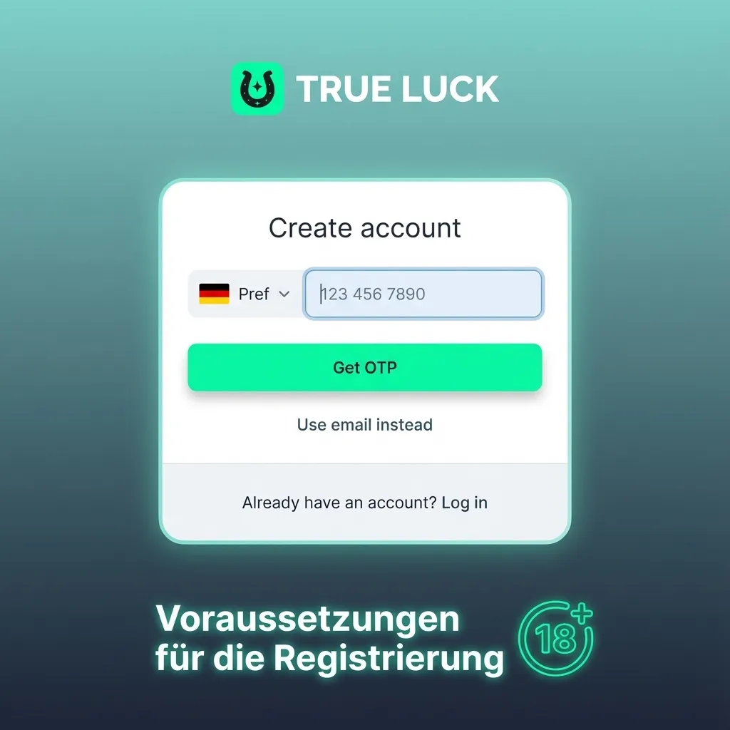 Infografik zu Registrierungsregeln: Mindestalter 18, Wohnsitz DE, Echtdaten, ein Konto pro Person, keine geteilten Konten