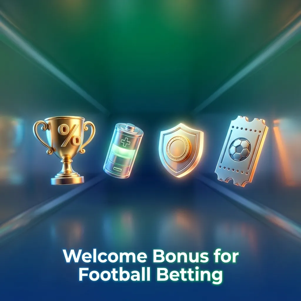 Banner showing “100% football welcome bonus up to €300” with football icons and betting app elements