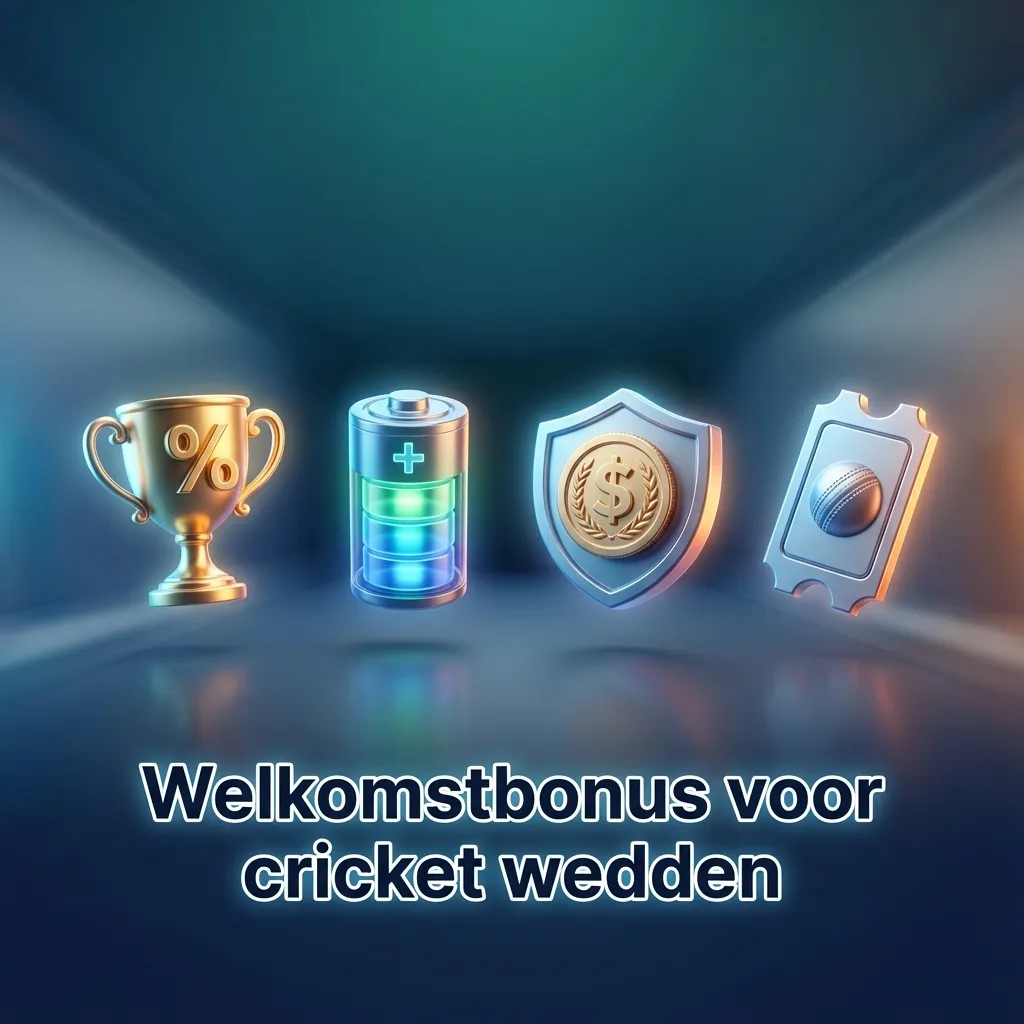 Banner met “100% sport welkomstbonus tot €300” naast cricketbal, stadion en TrueLuck logo voor nieuwe wedders.
