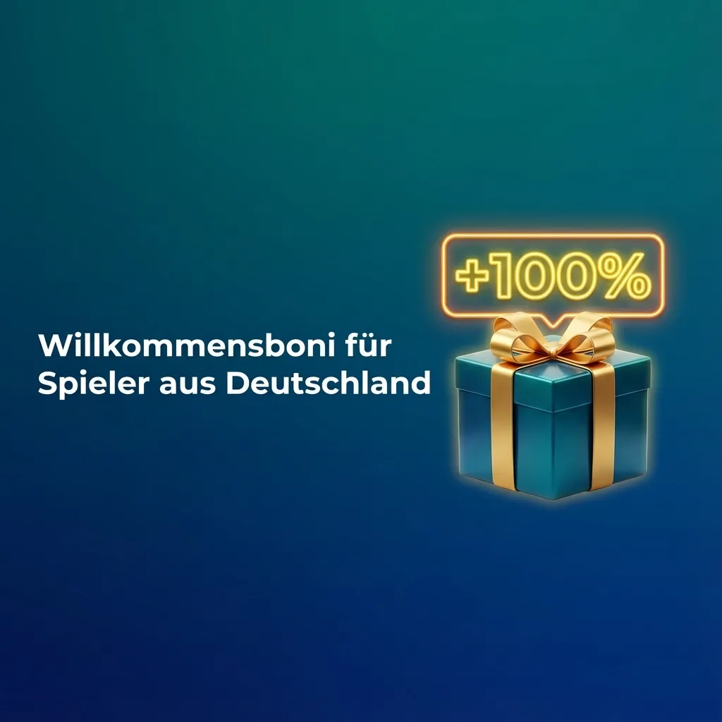 Grafik: Willkommensboni für deutsche Spieler mit Angeboten für Slots, Live‑Casino und Sportwetten samt Prozenten und Maximalbeträgen
