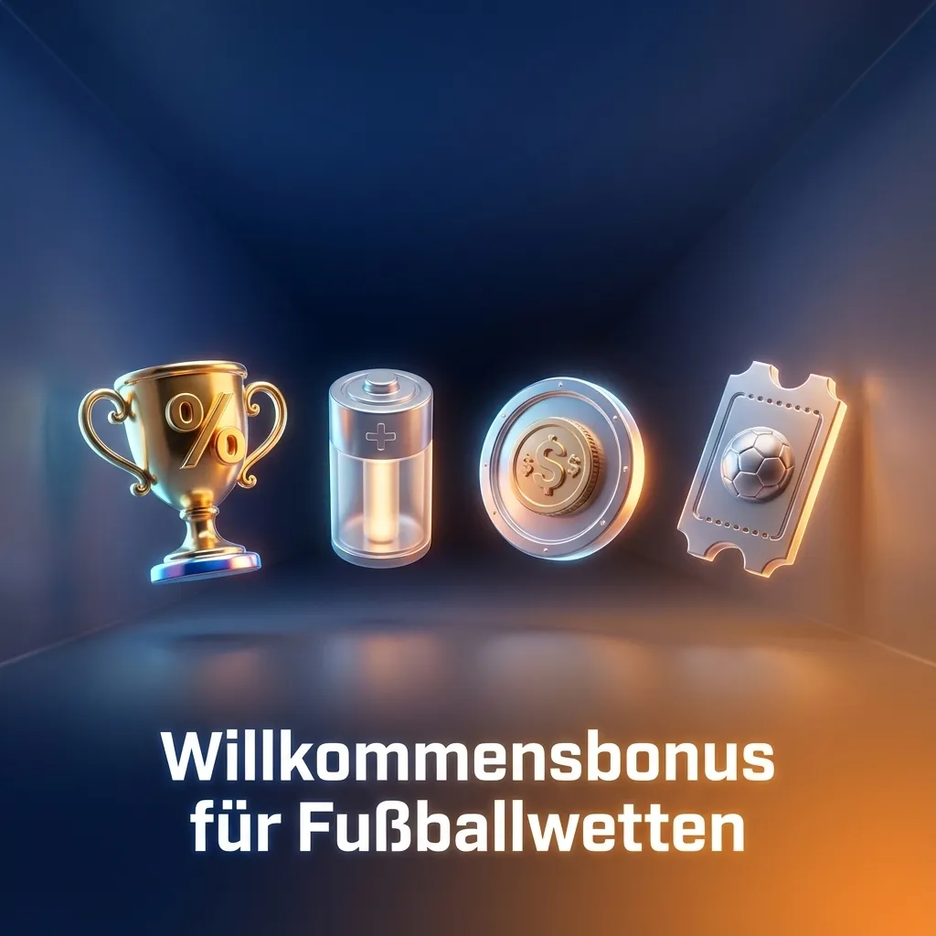 Banner zum Willkommensbonus für Fußballwetten mit Prozentangaben, Euro-Beträgen und Fußball-Symbolen auf farbigem Hintergrund