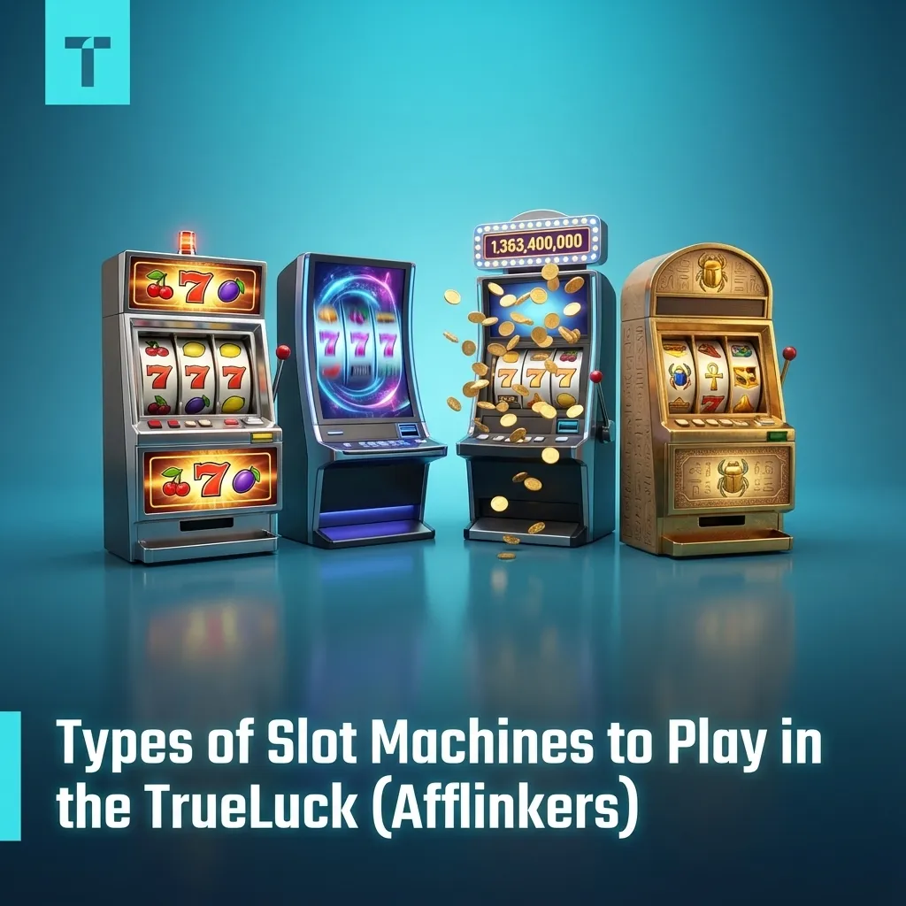 Colorful online casino lobby showing icons of classic, video, Megaways and jackpot slot machines at TrueLuck