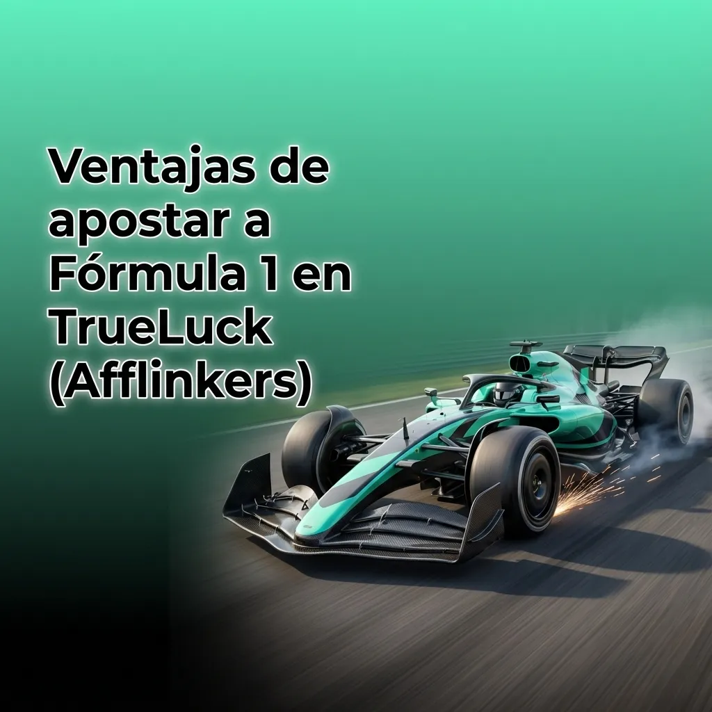 Banner de apuestas Fórmula 1 en TrueLuck con monoplaza, cuotas en pantalla y móvil mostrando app de apuestas en directo