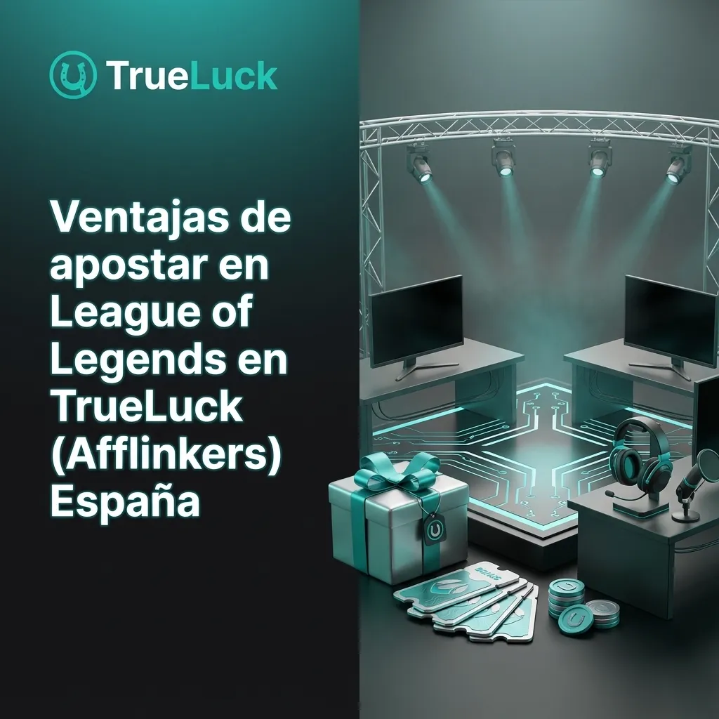 Banner de apuestas League of Legends en TrueLuck España, resaltando bonos, cuotas altas, app móvil y atención 24/7