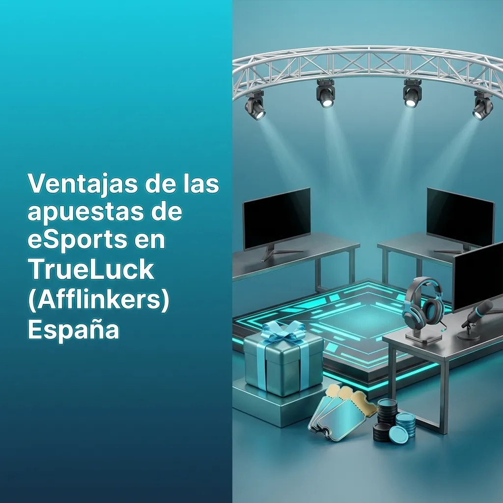 Banner de TrueLuck España destacando ventajas de apuestas eSports: cuotas, mercados, app móvil, pagos locales y soporte 24/7