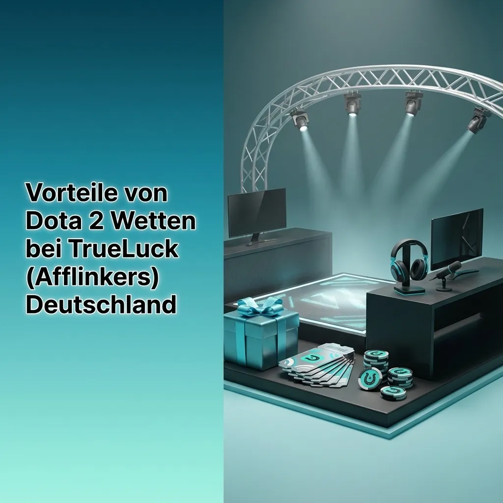 Banner zu Vorteilen von Dota 2 Wetten bei TrueLuck: Boni, deutsche Zahlungsmethoden, 24/7 Support, Mobile App, attraktive Quoten