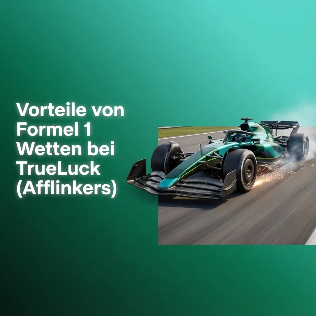 Infografik zu Vorteilen von TrueLuck Formel 1 Wetten mit Lizenz, Livewetten, Cashout, Statistiken und Spielerschutz