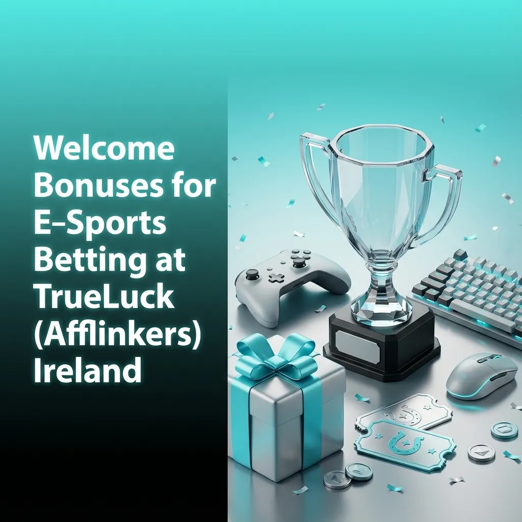 TrueLuck Ireland welcome bonus banner showing esports betting offer of 100% up to €300 plus casino and live casino rewards