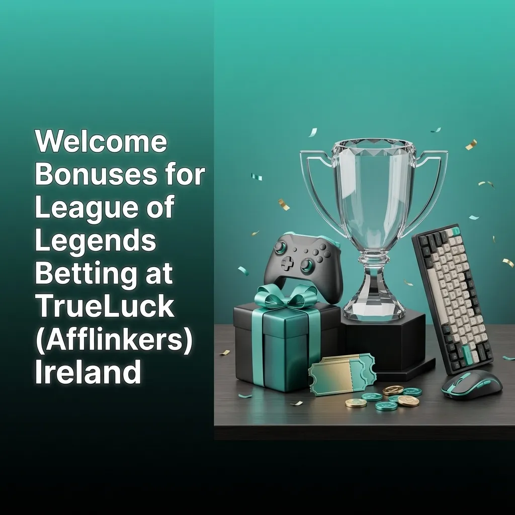 Banner showing Irish LoL bettor welcome bonuses at TrueLuck: 250% up to €4,000 + spins and sports bonus for LoL bets