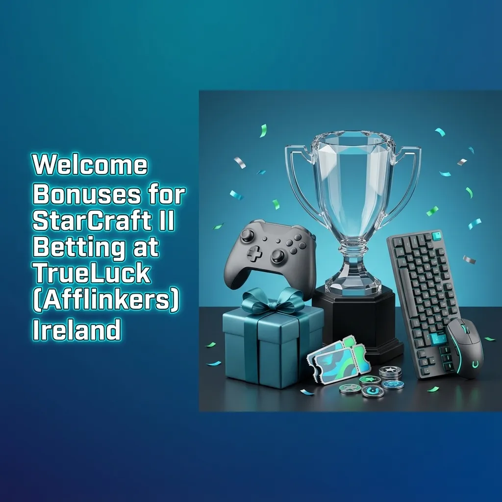 Irish TrueLuck StarCraft II betting welcome bonus banner showing bonus amounts and esports-focused graphics
