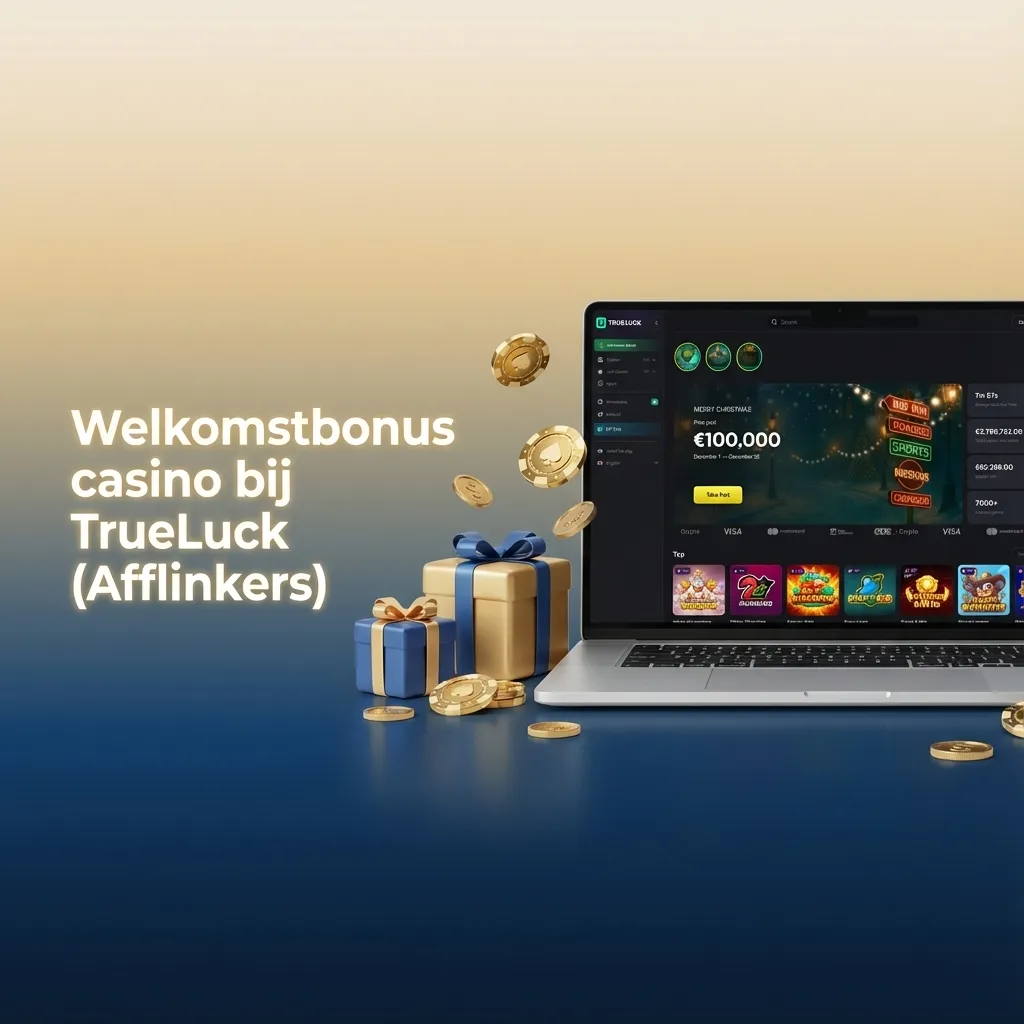 Promotiebanner TrueLuck casino: welkomstbonus tot €4.000, 175 gratis spins, live casino en sportbonus voor nieuwe spelers