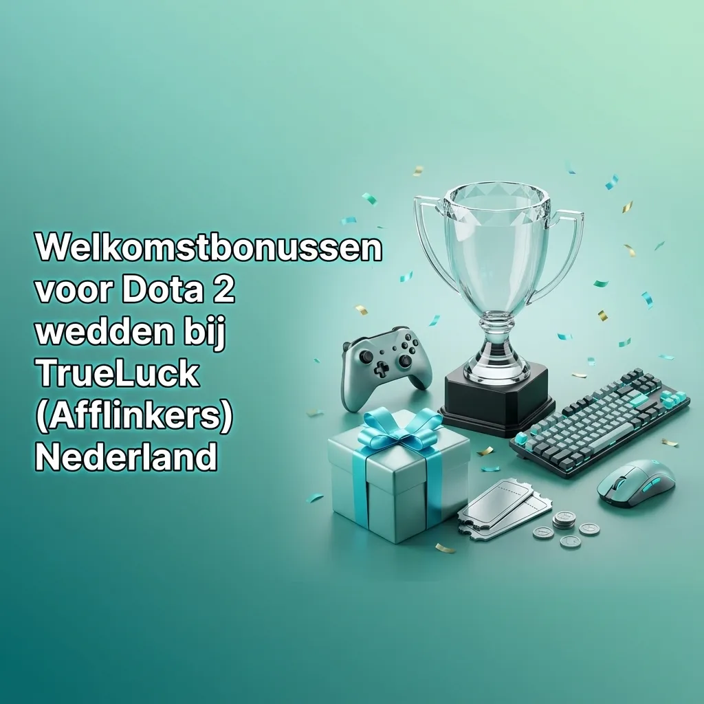 Banner over TrueLuck Dota 2 welkomstbonus met 250% tot €4.000, gratis spins en stappenplan om de bonus te claimen