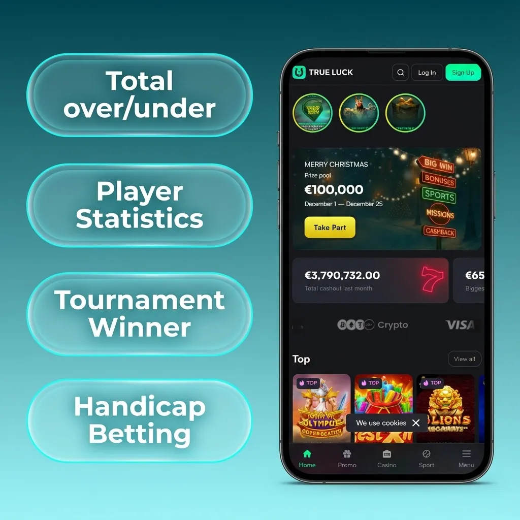 Screenshot der TrueLuck (Afflinkers) App mit Übersicht verschiedener Sport-Wettarten und kurzen Beschreibungen