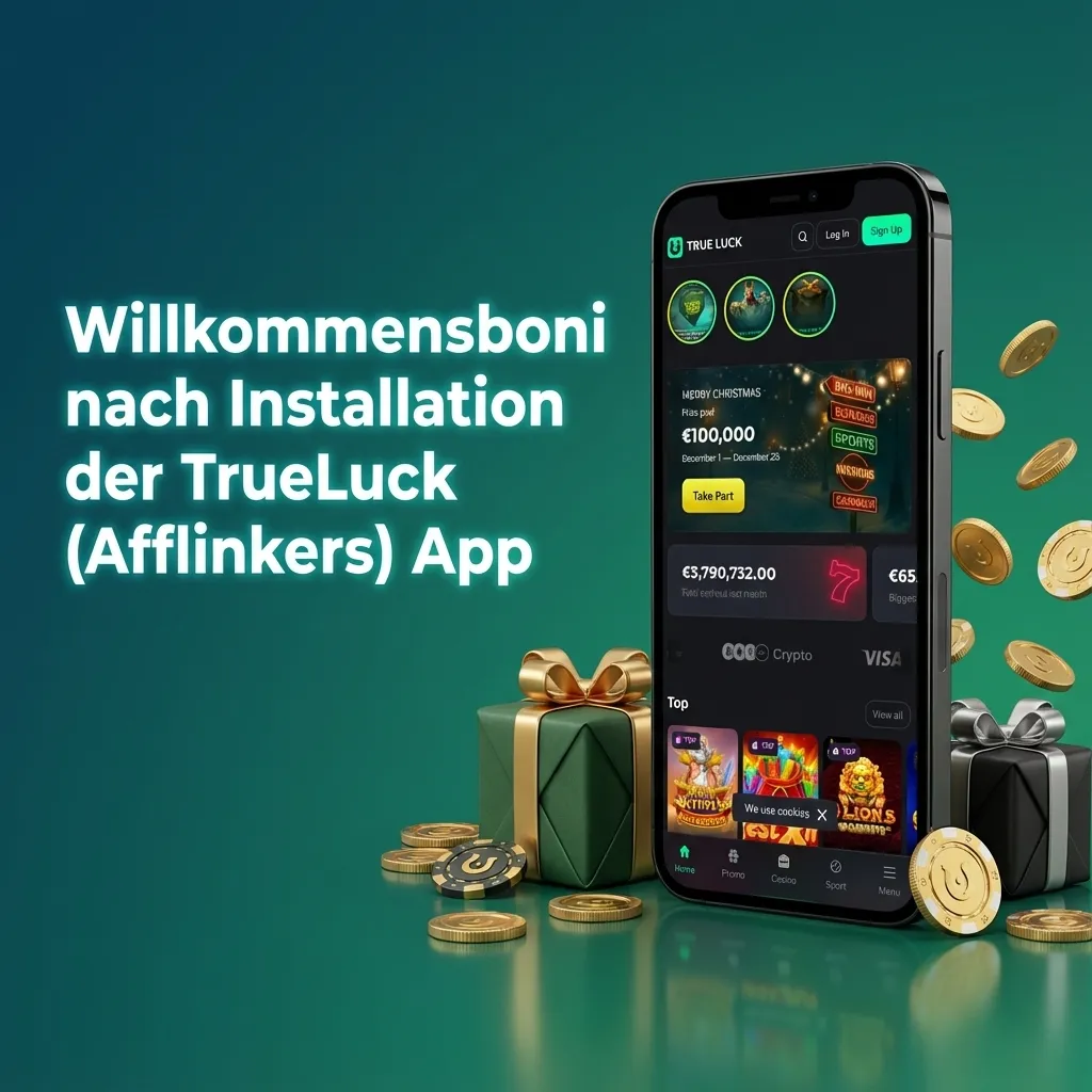 Grafik zu TrueLuck App Willkommensboni: 250 % Slotbonus, Freispiele, 250 % Live-Casino und 100 % Sportwettenbonus