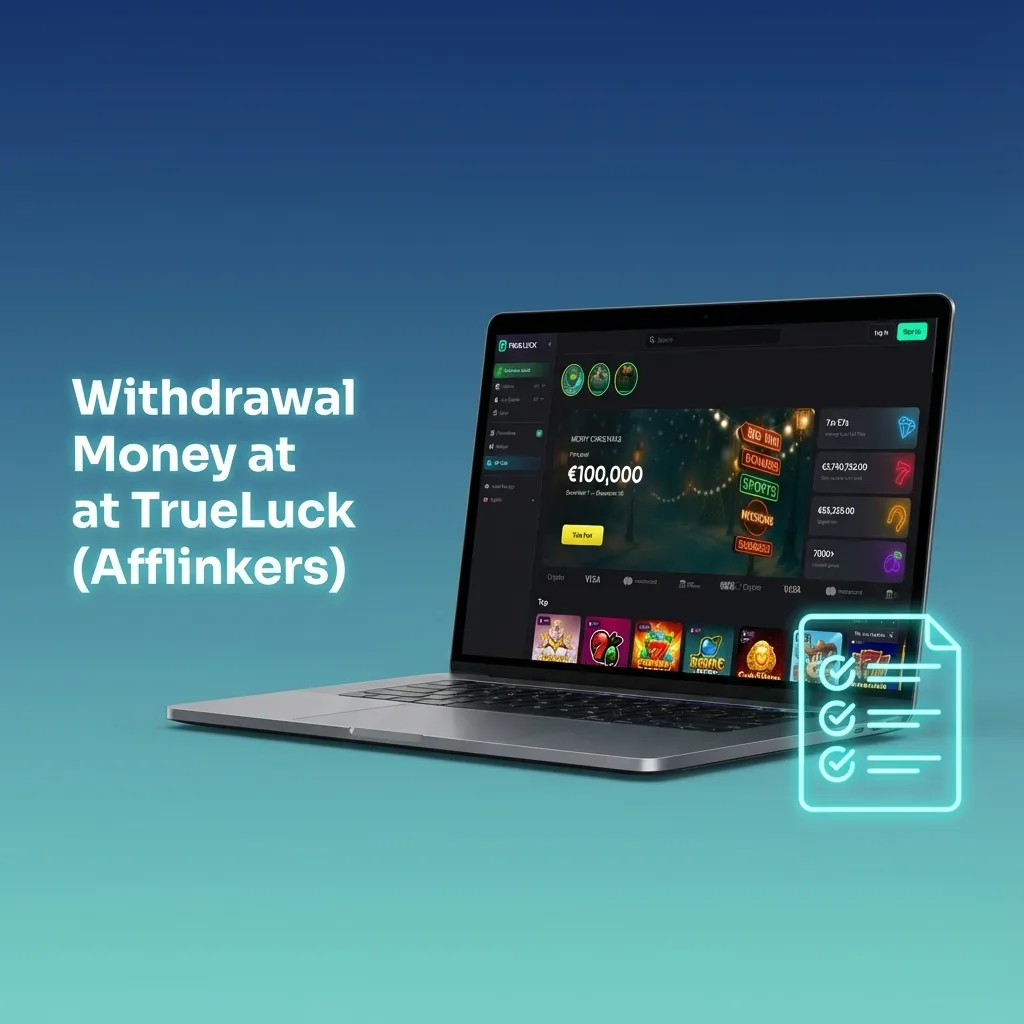 User viewing TrueLuck betting site withdrawal screen, confirming payout amount and method in cashier section.