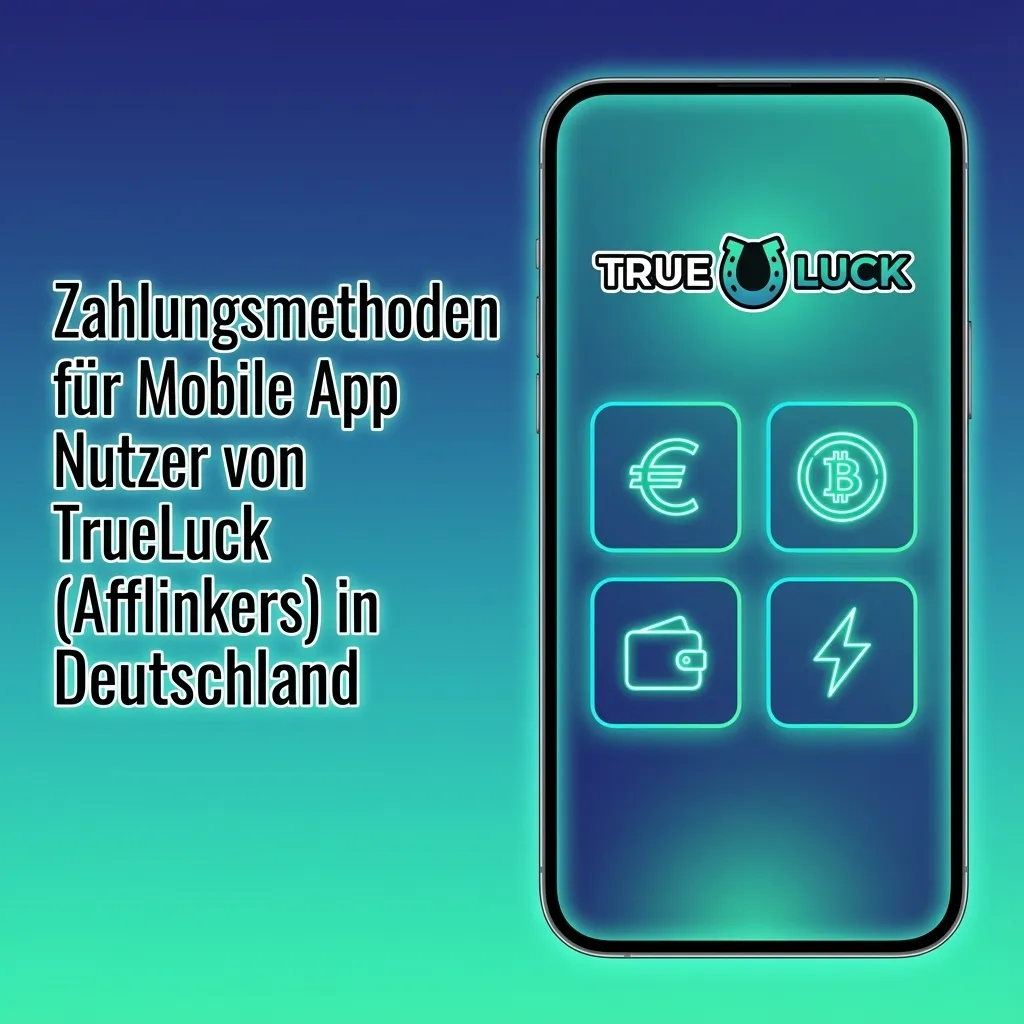 Infografik: TrueLuck App zeigt gängige deutsche Zahlungsmethoden wie Banken, Karten, Apple Pay, Google Pay und Krypto
