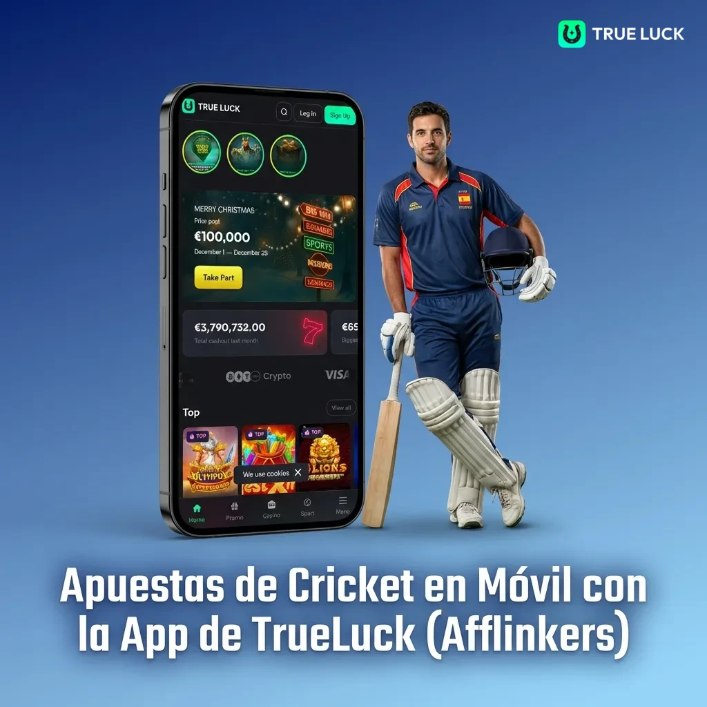 TrueLuck mobile app interface showing cricket betting options on smartphone screen with live odds and match details