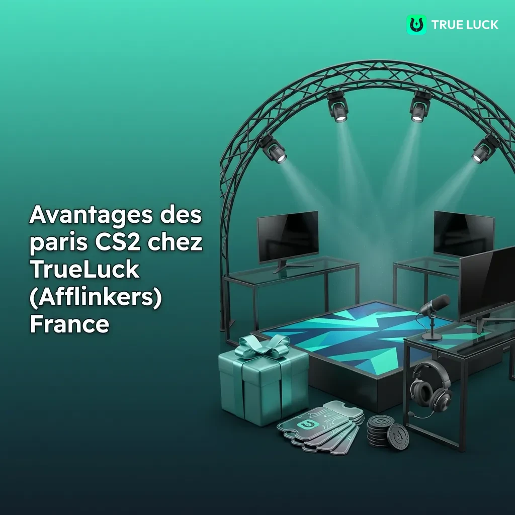 TrueLuck betting platform interface showing CS2 esports wagering options and bonus offers for French users